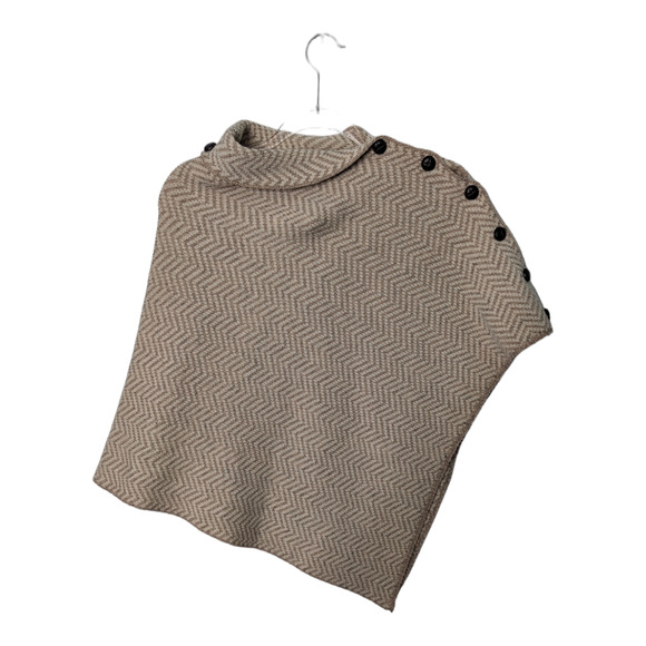 Aran Woollen Mills Heritage Herringbone Wool Poncho Cape Made in Ireland NWT OS - Picture 2 of 10